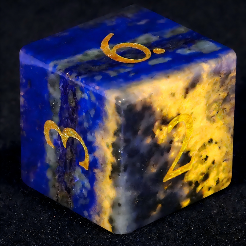lapis lazuli polyhedral dice for Dungeons and Dragons — natural stone 7-piece set
