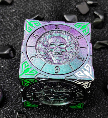 Spinning Metal Dice Tower 7-in-1 detail shot — unique DND gaming accessory