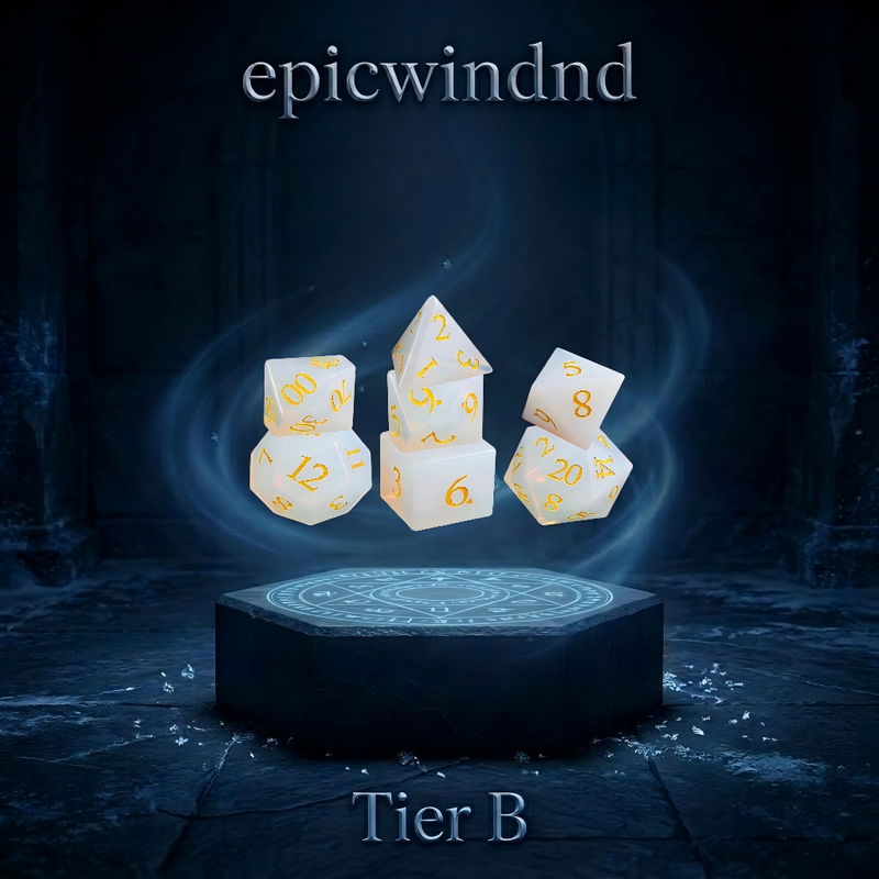 Opalite DND Dice Set — crystal polyhedral dice for D&D, 7pcs