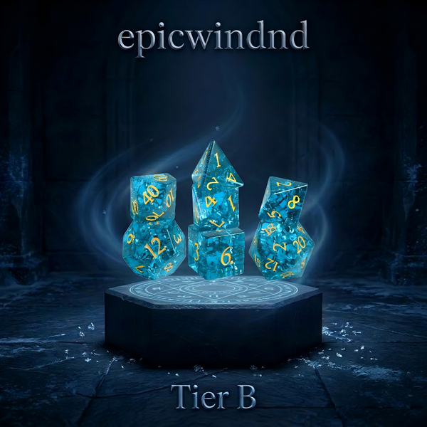 Blue Shattered K9 Crystal Polyhedral Dice Set (7pcs)