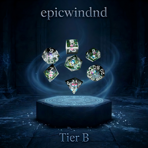 Black Translucent Glitter Planet Polyhedral Dice Set — resin polyhedral dice for D&D