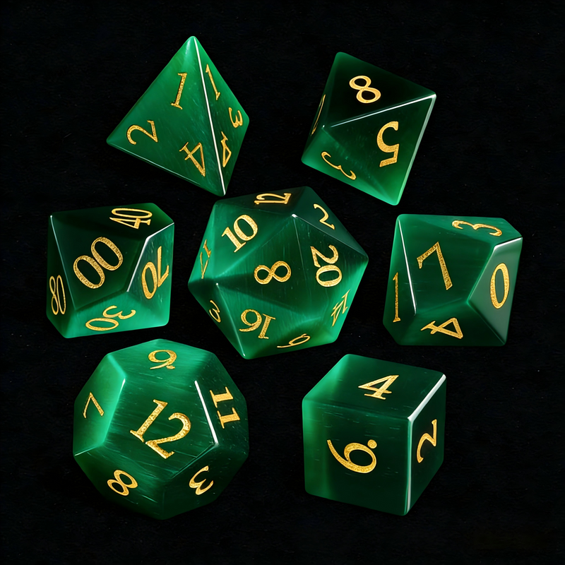undefined — cat's eye effect DND dice set for tabletop RPG