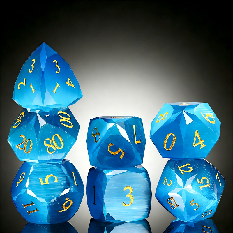 undefined — cat's eye effect DND dice set for tabletop RPG