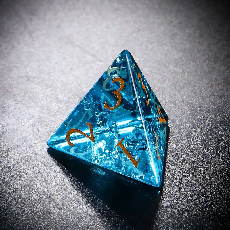 K9 Crystal Cracked Blue DND Dice Set — premium K9 glass DND dice set