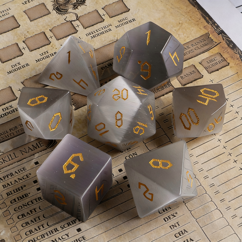 undefined — cat's eye effect DND dice set for tabletop RPG