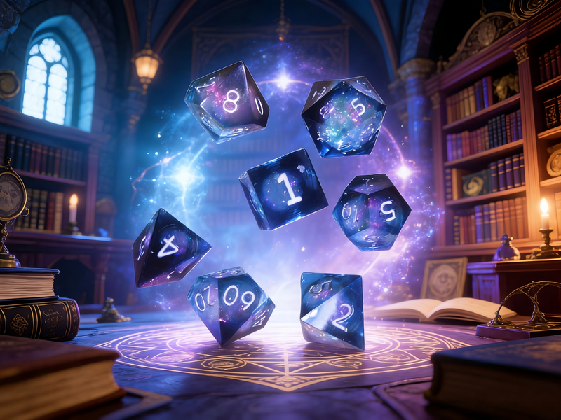 Cosmic Galaxy Liquid Core Dice Set — resin dice set for tabletop RPG