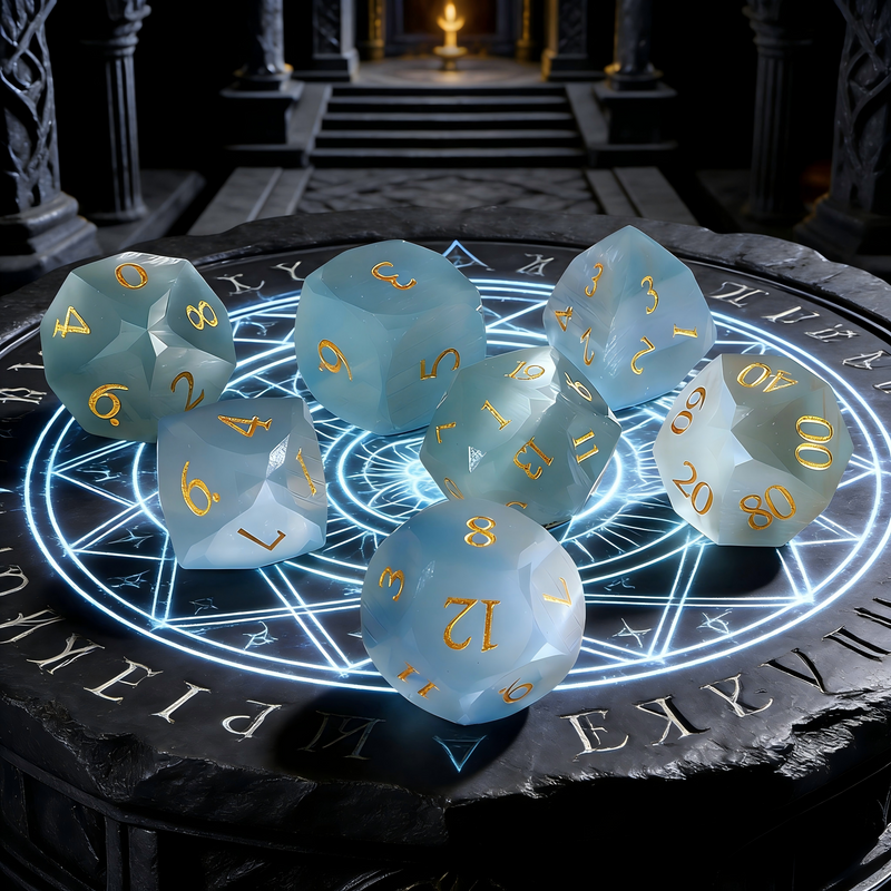 undefined — cat's eye effect DND dice set for tabletop RPG