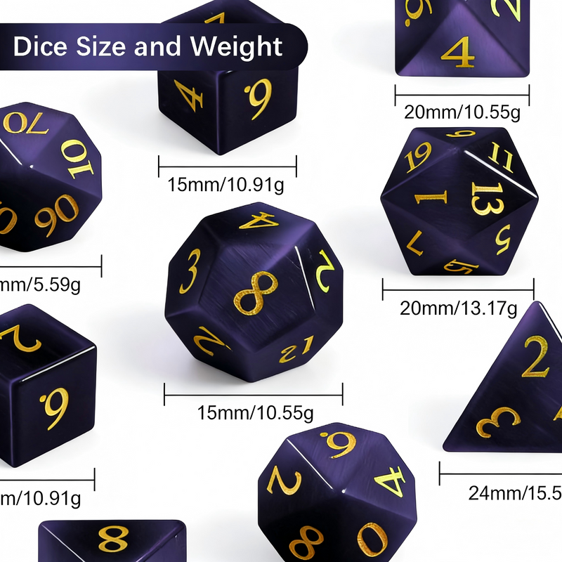 undefined — cat's eye effect DND dice set for tabletop RPG