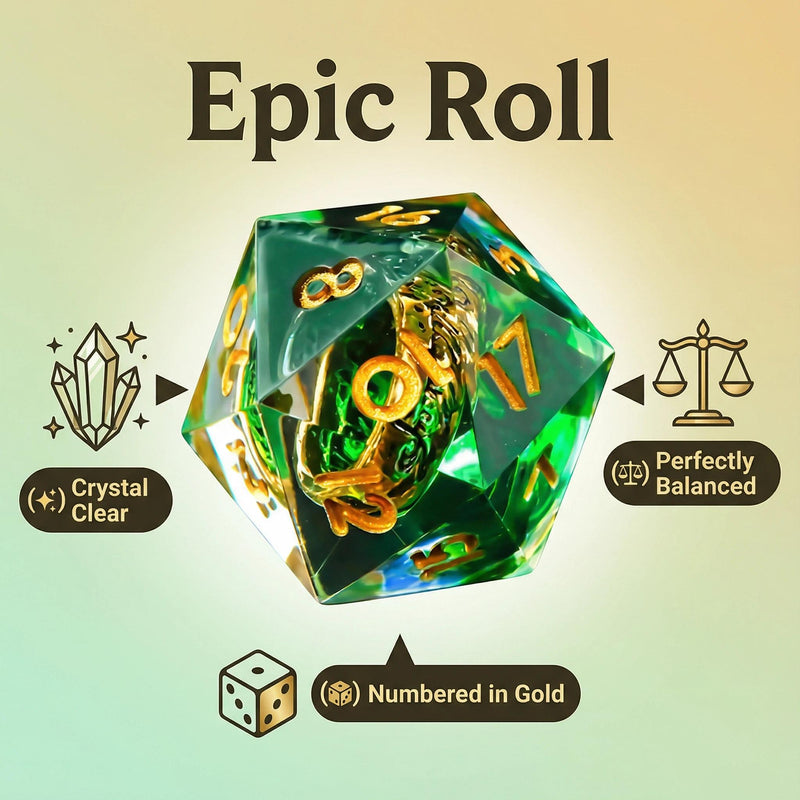 LOTR-Style Ring Resin D20 Dice Set — functional DND dice accessory for tabletop gaming