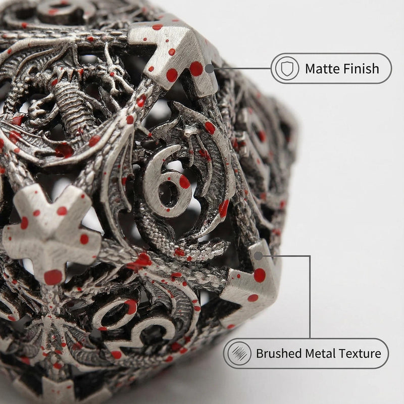 Hollow Cthulhu Dragon Metal D20 — functional DND dice accessory for tabletop gaming