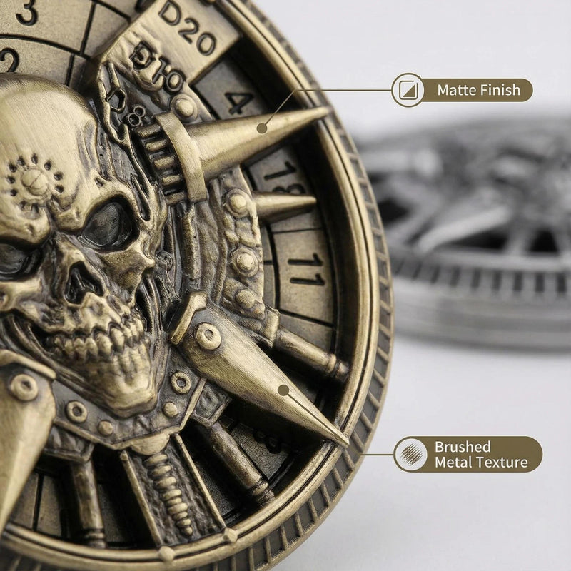7-in-1 Skull Dice Spinner — polyhedral dice set for D&D / DND tabletop RPG