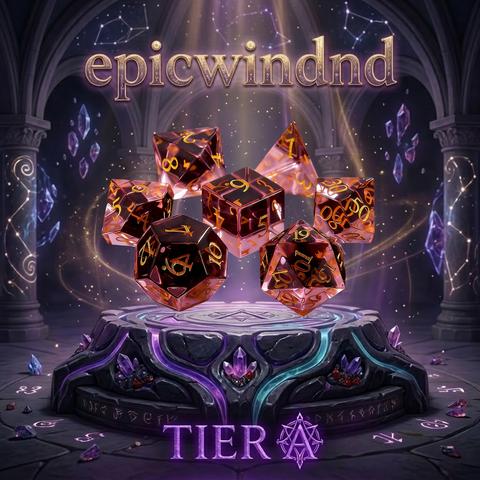 Pink K9 crystal polyhedral DND dice set - full 7-piece