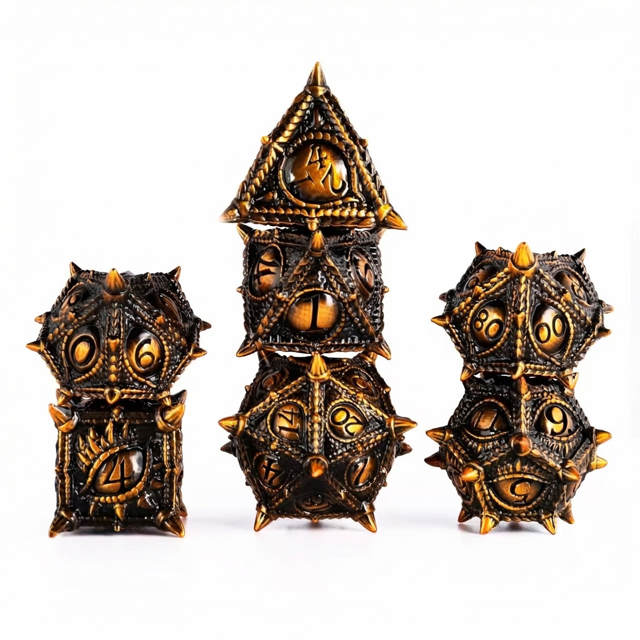 Dragon eye golden metal dice set for lucky DND dice