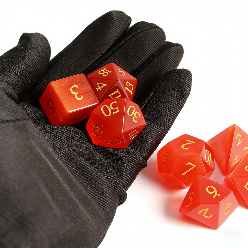 undefined — cat's eye effect DND dice set for tabletop RPG