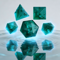 7-piece transparent frosted with delicate crackle pattern crystal DND dice set for tabletop RPG