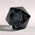7-piece smoky grey frosted with silver crackle veining crystal DND dice set for tabletop RPG