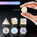 Frosted Iridescent DND Dice Set — premium crystal dice for tabletop RPG