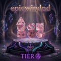 Pink Frosted Crystal DND Dice Set — crystal polyhedral dice for D&D, 7pcs