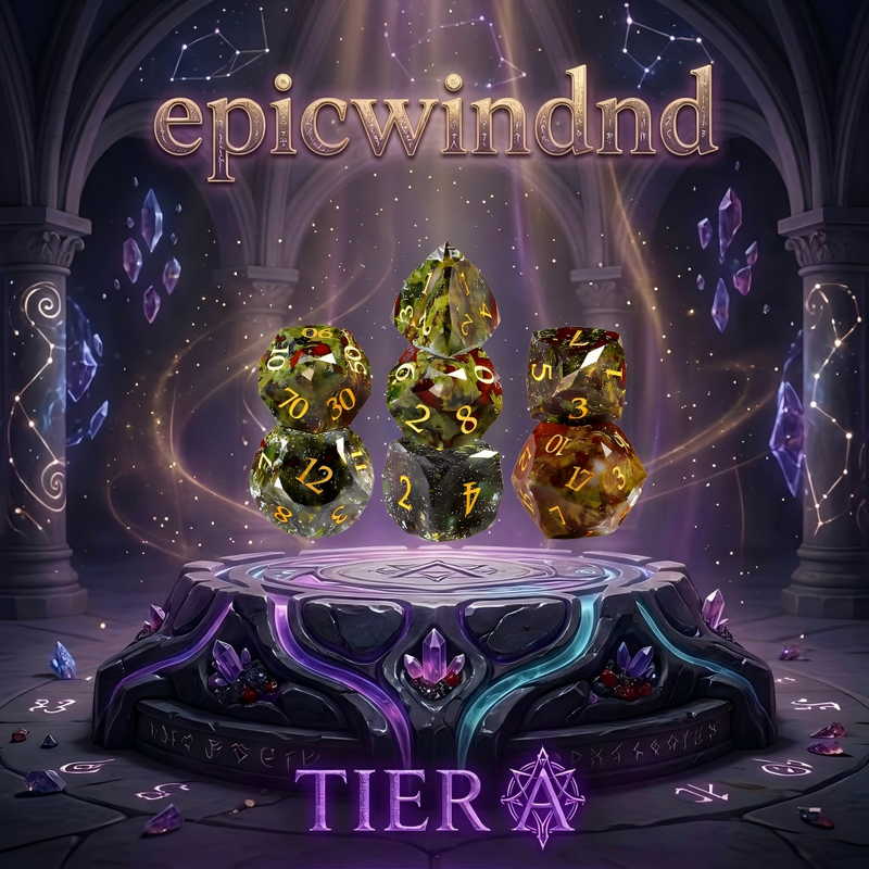 dragon bloodstone polyhedral dice set for D&D — dark green with crimson veining, 7pcs