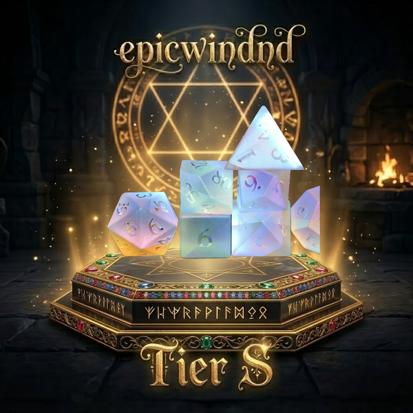 Frosted Iridescent DND Dice Set — crystal polyhedral dice for D&D, 7pcs