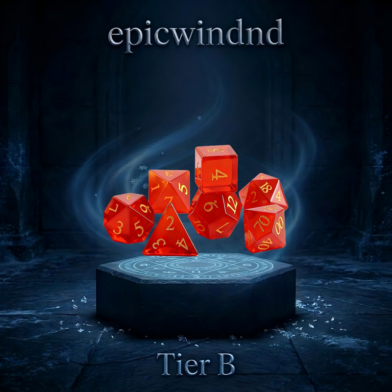 red cat's eye stone polyhedral dice set for D&D — deep crimson with sharp white light streak, 7pcs