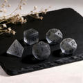 smoky grey frosted with silver crackle veining polyhedral dice — D4 D6 D8 D10 D12 D20 for D&D 5e