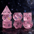 Pink Frosted Crystal DND Dice Set — premium crystal dice for tabletop RPG