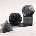 Close-up of smoky grey frosted with silver crackle veining crystal D20 for Dungeons and Dragons