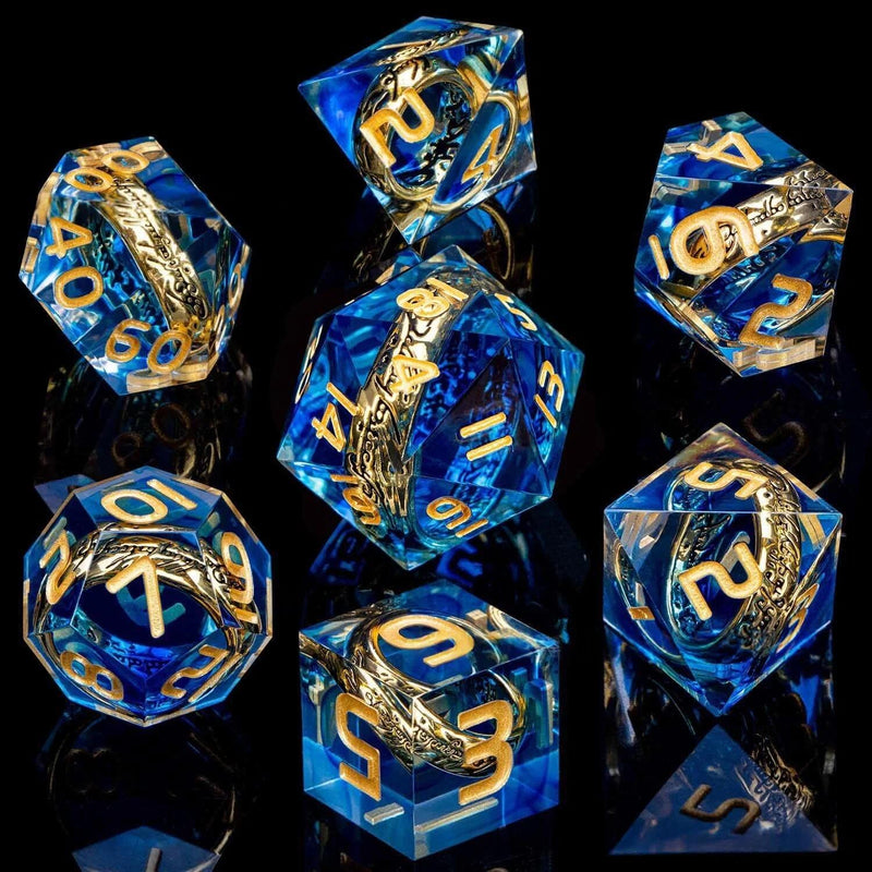 resin D20 with real metal ring embedded inside — DND gaming accessory