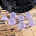 Close-up of soft matte lavender with frosted finish crystal D20 for Dungeons and Dragons
