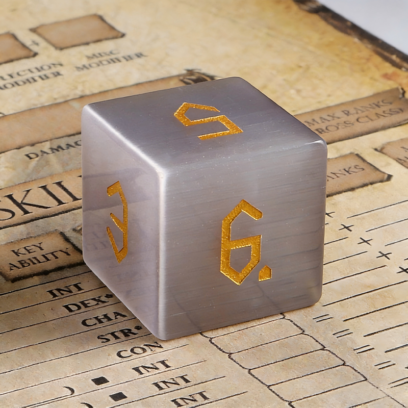 Grey Cat's Eye DND Dice Set — polyhedral dice set for D&D / DND tabletop RPG