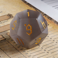 grey cat's eye crystal polyhedral dice for Dungeons and Dragons — 7-piece set