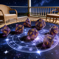 Close-up of natural amethyst D20 die for tabletop RPG — rich violet-purple crystal