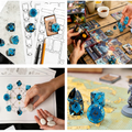 Close-up of rich ocean blue with deep water translucence crystal D20 for Dungeons and Dragons