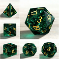 Shattered Green K9 Crystal Dice Set — premium K9 glass DND dice set