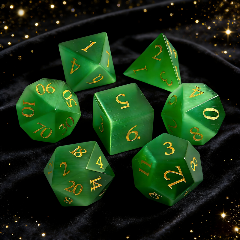 undefined — cat's eye effect DND dice set for tabletop RPG