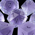 7-piece soft matte lavender with frosted finish crystal DND dice set for tabletop RPG