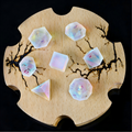 Frosted Rainbow Shattered K9 Crystal Dice Set — premium K9 glass DND dice set