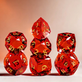 7-piece bold red with internal crystal luminescence crystal DND dice set for tabletop RPG