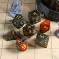 natural bloodstone polyhedral dice for Dungeons and Dragons — natural stone 7-piece set