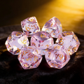 7-piece K9 crystal DND dice set — soft lavender with diamond-precision facets