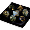 labradorite polyhedral dice for Dungeons and Dragons — natural stone 7-piece set