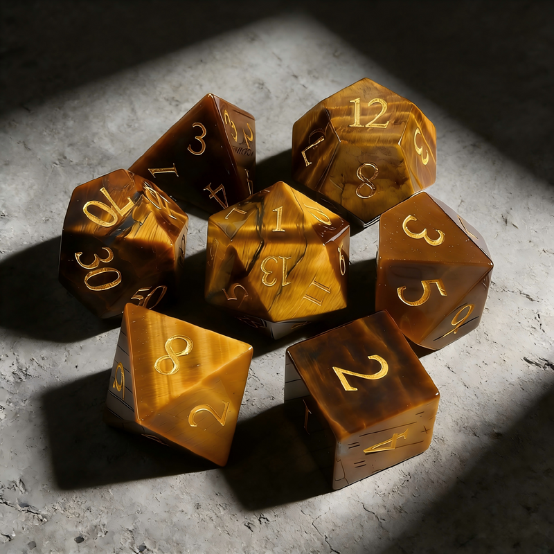undefined — cat's eye effect DND dice set for tabletop RPG