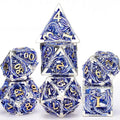 Close-up of Hollow Cthulhu Dragon Metal D20 — tabletop RPG dice set