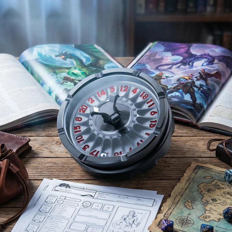metal D20 with ball bearing maze inside — DND gaming accessory