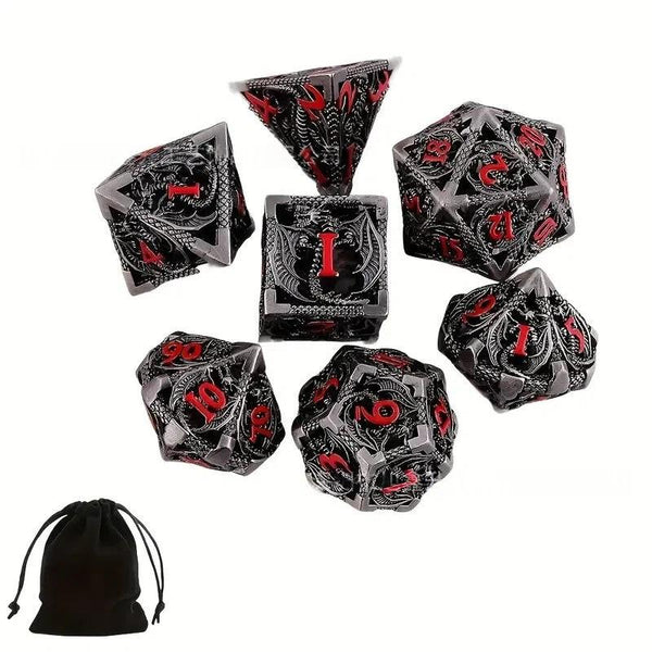 Hollow Cthulhu Dragon Metal D20 — novelty DND dice for tabletop RPG