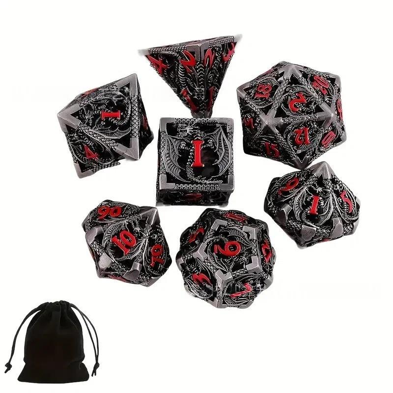 Hollow Cthulhu Dragon Metal D20 — novelty DND dice for tabletop RPG
